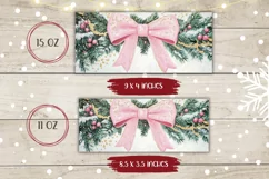Watercolor Christmas Mug, Pink Christmas Ribbon Mug Wrap Product Image 2