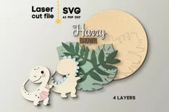 Dinosaur Baby Name Sign SVG Laser cut file for Glowforge Product Image 3