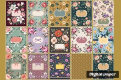 Floral Digital Paper with Labels Set Product Image 2