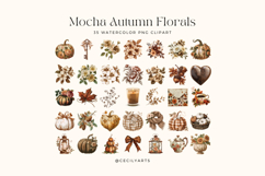Mocha Autumn Florals Clipart Bundle Product Image 2