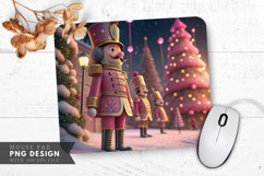 Festive Nutcracker Soldier in Pastel Pink and Gold Mouse Pad Product Image 1