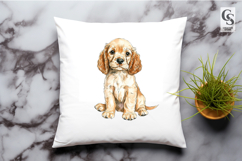 Cute Cocker Spaniel Puppy Watercolor Clipart Sublimation PNG Product Image 2