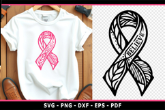 Believe, Black and pink Breast Cancer Ribbon awareness SVG Product Image 2