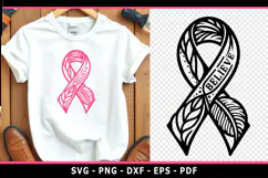 Believe, Black and pink Breast Cancer Ribbon awareness SVG Product Image 2