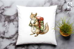 Backpacking Squirrel Hiker Watercolor Clipart PNG Product Image 3