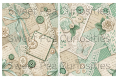 Shabby Chic, Blue/Green, Paper, Floral, Papers, Junk Journal Product Image 2