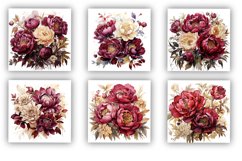 10 Burgundy and Gold Peonies Clipart PNG Product Image 2