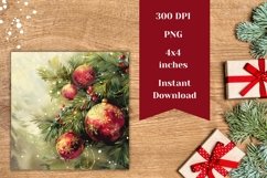 Christmas Tree Square Coasters, Watercolor Christmas Coaster Product Image 2