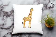 Watercolor Floral Giraffe Clipart Sublimation PNG Product Image 2