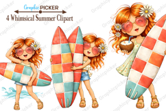 Whimsical Summer Girl Clipart, Cute Beach Girls PNG, Summer Product Image 3