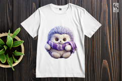 Cute Hedgehog Scarf Winter Clipart Sublimation PNG Product Image 2