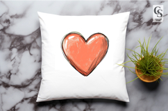 Peach Orange Hand Drawn Heart Clipart Sublimation PNG Product Image 3