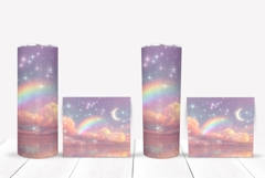 Pink Glitter Tumbler Wrap Design, Rainbow Tumbler Template Product Image 2