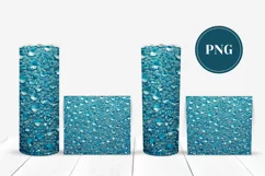 Crystals Tumbler Sublimation, Blue Glitter Tumbler Template Product Image 2