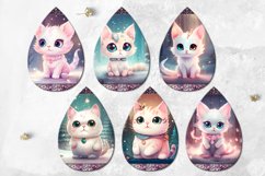 Christmas kitten | xmas Teardrop earring Sublimation designs Product Image 2