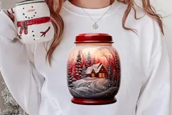Christmas in Jar Watercolor Clipart , Christmas PNG Product Image 2