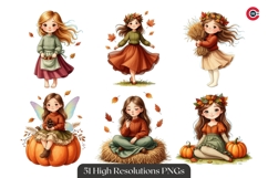 Golden Harvest Autumn Fairy Clipart Bundle Product Image 2