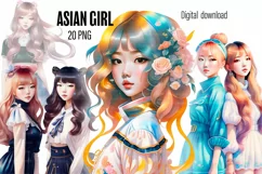 Cute Asian woman 20 PNG Digital download Product Image 1