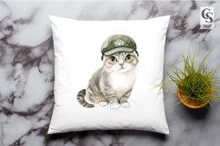 Watercolor Irish Cap Cat Clipart Sublimation PNG Product Image 2