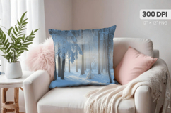Winter Christmas Wonderland PNG Pillow, Winter Pillow Design Product Image 1