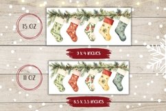 Watercolor Christmas Mug Wrap, Winter Socks Mug Sublimation Product Image 2