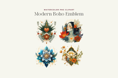 Watercolor Modern Boho Emblem Clipart Product Image 2