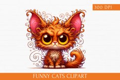 Funny Cat Clipart, Funny Cats Sublimation Product Image 1