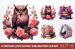 Vintage Love Gothic Sublimation Clipart, Pink Halloween Product Image 1