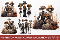 Skeleton Family Clipart Sublimation Product Image 1