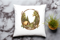 Camping Wreath Frame Watercolor Clipart Sublimation PNG Product Image 3