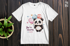 Cute Panda Balloons Quote Clipart Sublimation PNG Product Image 2