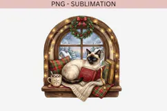 Christmas bookish cat png design for T-shirts Product Image 2