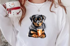 Christmas Dog And Coffee Clipart, Christmas Clipart Product Image 2