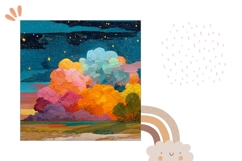 Colorful Sky Pillow Case Design, Stars Pillow Template Product Image 2