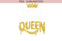 Birthday Queen PNG | Glitter Birthday Girl Design | Gold Product Image 3