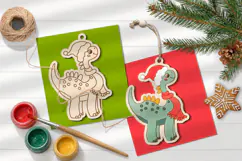 Festive Dino Christmas Ornament Laser Scoring Engraving Product Image 2
