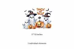 Trick or Treat, Halloween Lettering PNG, Ghost and Pumpkin Product Image 2