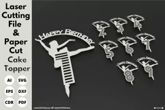 Ballerina Cake toppers svg for birthday - Paper & laser cut Product Image 2