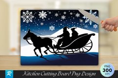 Santa’s Sleigh Dark Wood Cutting Board PNG Design Product Image 1