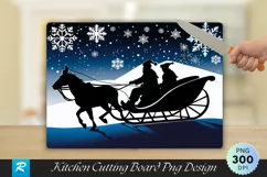 Santa’s Sleigh Dark Wood Cutting Board PNG Design Product Image 1