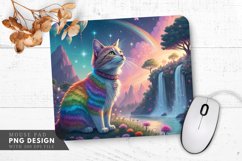 Whimsical Rainbow Cat Adventure Mouse Pad PNG Design Product Image 1
