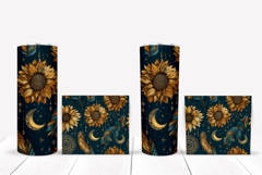 Sunflowers Tumbler Design, Boho Tumbler, Moon PNG Product Image 2