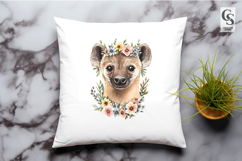 Watercolor Floral Hyena Portrait Clipart Sublimation PNG Product Image 2