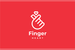 Monoline Finger Heart Gesture Logo Design Vector Product Image 2