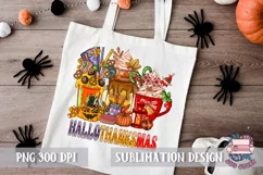 HalloThanksMas Sublimation T Shirt Design PNG Coffee Latte Product Image 3