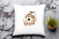 Birdhouse Floral Bird Cute Clipart Sublimation PNG Product Image 2