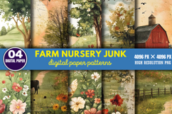 Farm Nursery Junk Journal Digital Paper Patterns Bundle PNG Product Image 2