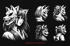 10 Bundle Dark Art Kitsune Girl Mask Japanese Fox Geisha Product Image 3