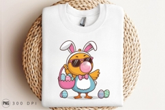Cool Easter Chick With Eggs Sublimation Png