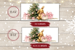 Cartoon Christmas Bunny Mug, Christmas Tree Mug Wrap Design Product Image 2